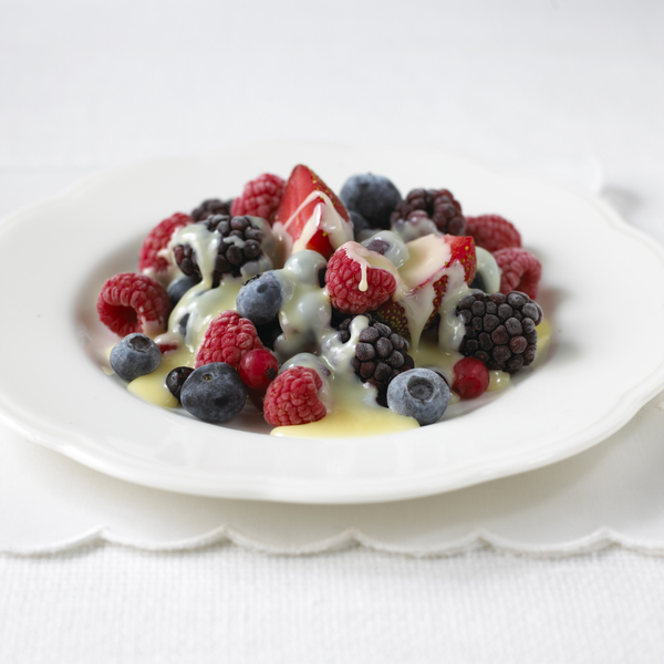 Three Berry Blend with White Chocolate Sauce