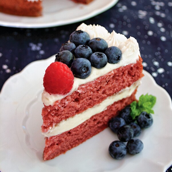 Red, White, and Blue Raspberry Layer Cake